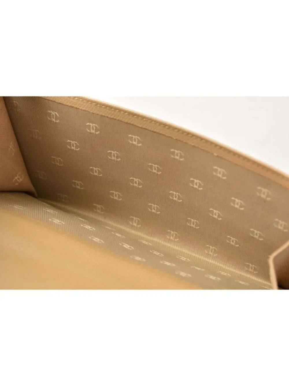 Chanel Wallet Coco Button Bifold Leather Beige